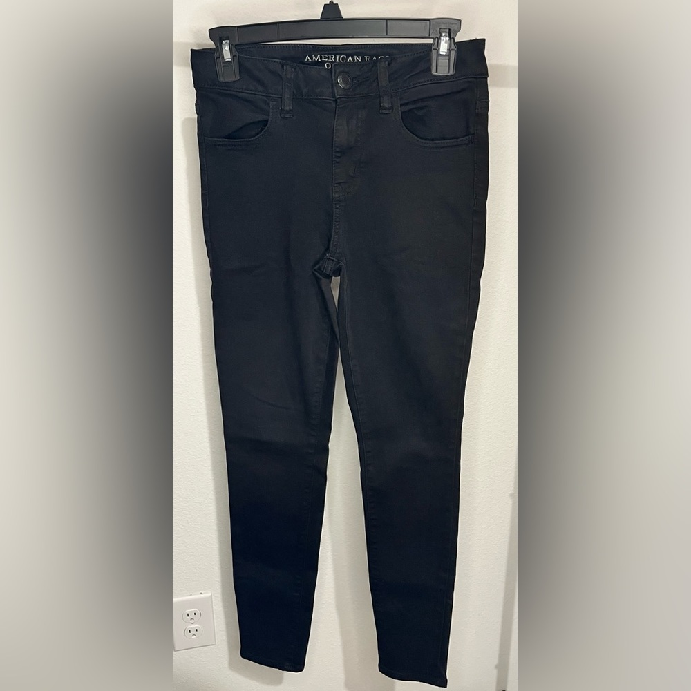 American Eagle AEO Black Jeans HiRise Jeggings Women’s Size 4 Short Cotton